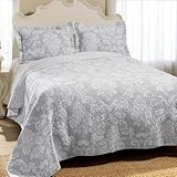 Laura Ashley Venetia Cotton Reversible Quilt, King, Gray