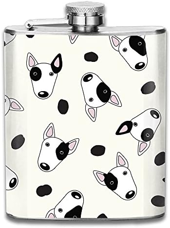 Storefront Bull Terrier Print Stainless Steel Hip Flask Alcohol Whiskey Liquor Wine Pot Flagon 7OZ