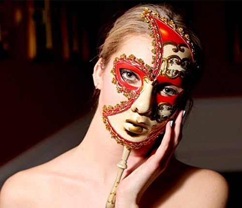 Venetian Mysterious Musical Mardi Gras Masquerade Mask with Holding Stick
