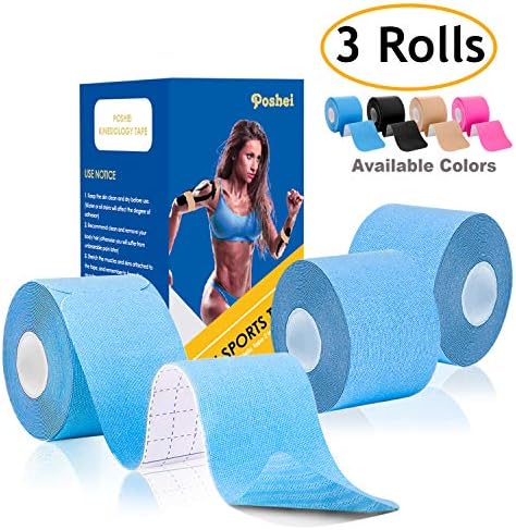 poshei Kinesiology Tape Precut, Elastic Therapeutic Sports Tape - Pain Relief Adhesive for Shoulder Knee Elbow Ankle, Waterproof, Breathable, Latex Free