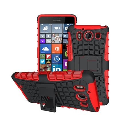 betterfon Microsoft Lumia 950 / Lumia 950 Dual Sim Rot Outdoor Hybrid Case Panzer Tasche Cover Silikon Handytasche Hülle SCHU