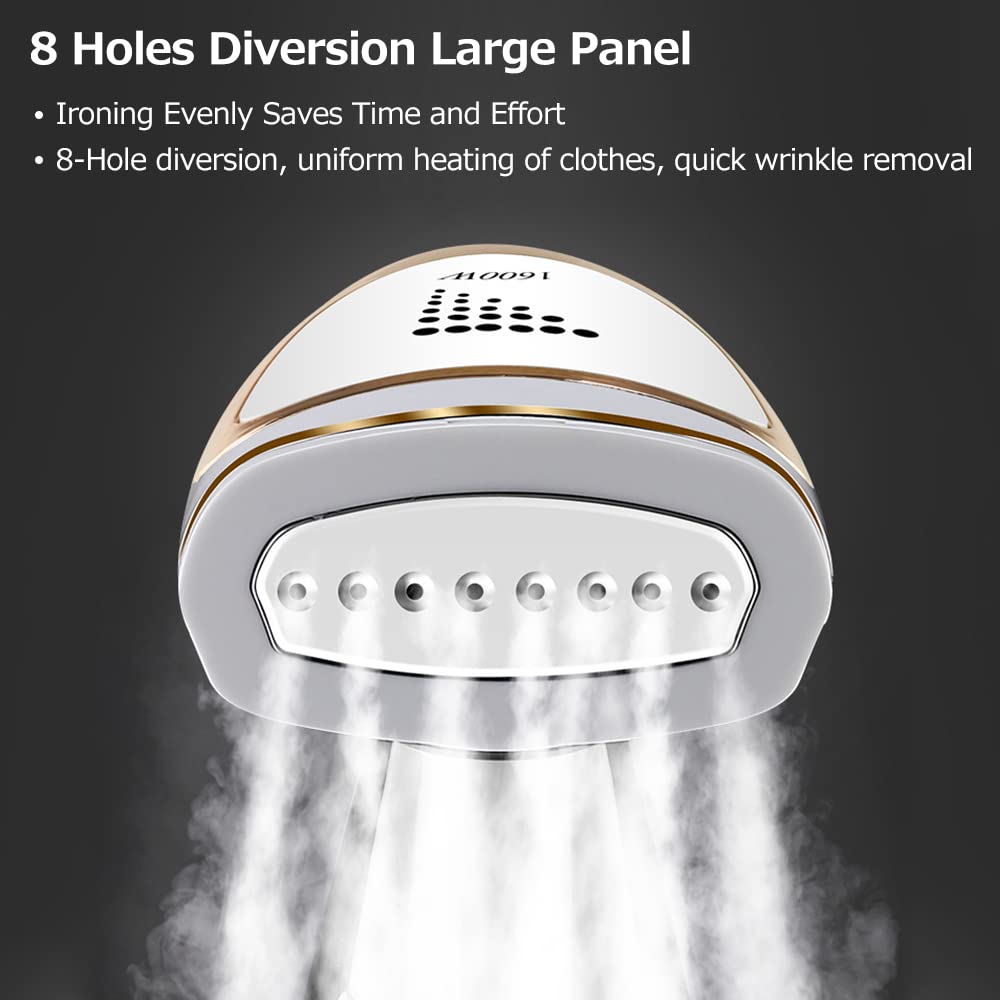 Irishom Garment Steamer Handheld Folding Household Mini Steam Iron 1600W Adjustable Temperature Ironing Machine for Travel