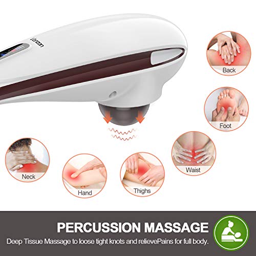 Vanzon Rechargeable Handheld Deep Tissue Massager - Cordless Electric Percussion Back Massager for Muscles, Back, Foot, Neck, Shoulder, Leg, Full Body Pain Relief with Portable Design