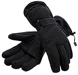 Simplicity Men's 3M Thinsulate Winter Waterproof Ski Gloves,Black Solid,L