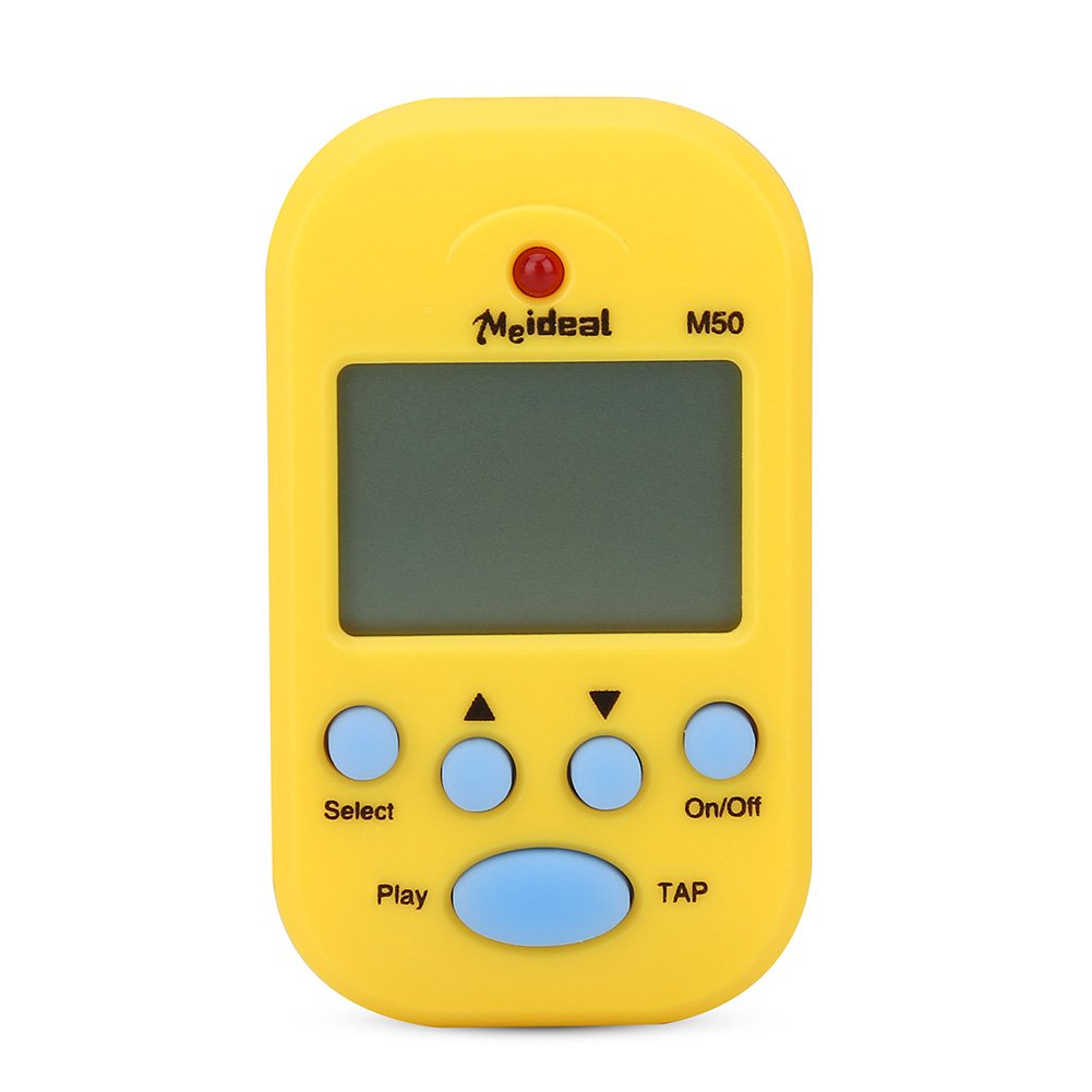 Digital Metronome, Mini Digital Beat Tap M50 Tempo Metronome Clip Musical Instruments (Yellow)