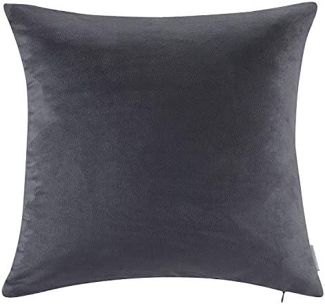 Cloudy Arch Suede Throw Pillow Solid Color Decorative,18"x18",Dark Grey