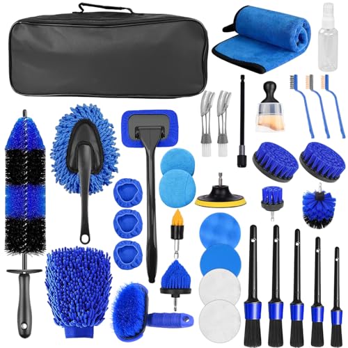 36 Piece Car Cleaning Kit, Car Cleaning Brush Kit for Interior and Exterior Car Details, Car Brush Wast Set, Car Cleaning Kit for Ventilation Slots, Wheels, Surfaces