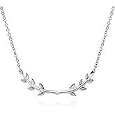 ELBLUVF Design Stainless Steel 18K Gold Rosegold Plated Leaves Leaf Laurel Olive Branch Pendant Dainty Necklace For Women