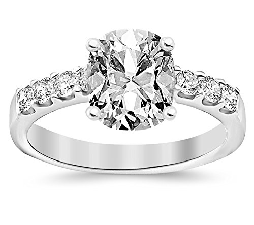 GIA Certified 1.20 Carat Cushion Prong Set Diamond Engagement Ring with 0.7 Carat Center