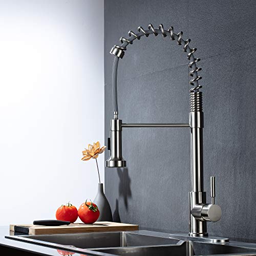 Mqwox Single Handle Kitchen Faucets With Pull Down Sprayer Spring