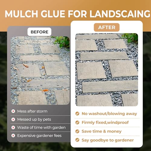 BALORIZ Rock Glue - 68oz Mulch Glue for Landscaping, Pea Gravel & Stones Bark, Strong Stabilizing Gravel Glues with Applicator Non-Toxic, Ready-to-Use for Paths, Patios & Garden Borders