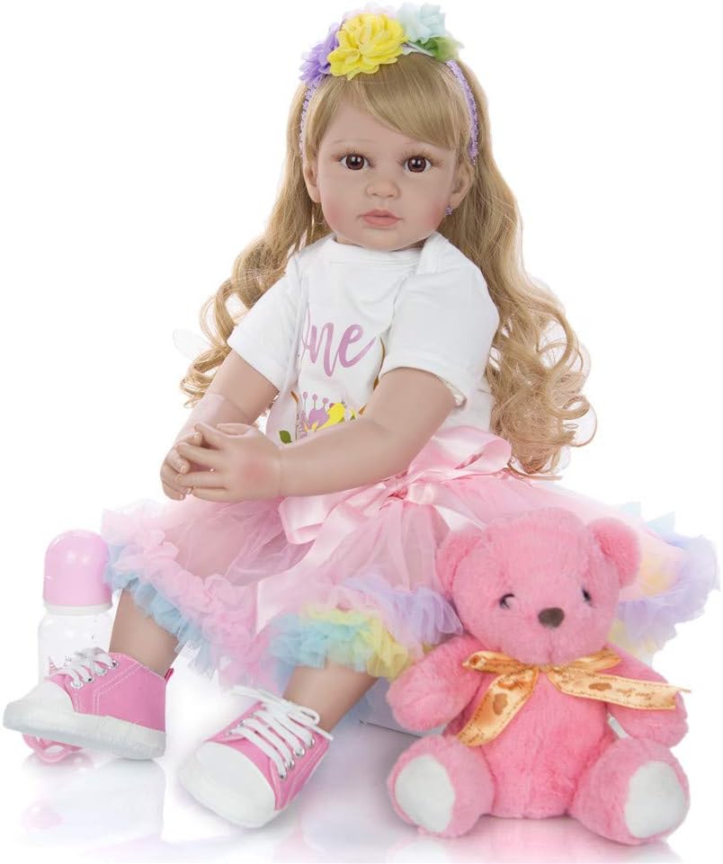 Prezzo Crrs Reborn Dolls 24 '' 60 cm, Real Life Babies Realistic Toddler Pretty Girl Vinyl Neonato Soft Silicone Doll Bocca Magnetica Regalo di Compleanno Giocattoli per età 3+ Offerte