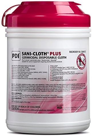 Professional Disposables International Q89072 Sani-Cloth Plus Germicidal Disposable Cloth, Large Canister (Pack of 160)