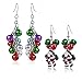 Christmas Jingle Bell Earrings - 2 Pairs Christmas Earring Set Costume Jewelry Gift for Women Girls Cute Festive Xmas Santa Clause Drop Dangle Earrings Festive Holiday Birthday Party Anniversary Gift