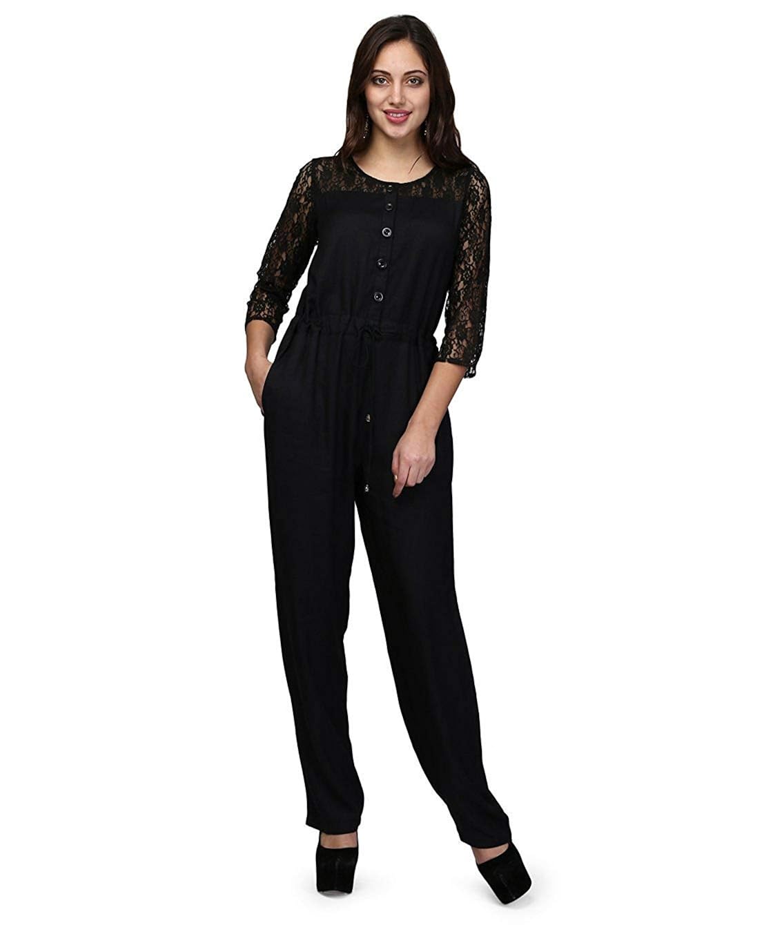 womens black jumpsuit with sleeves