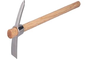 LIANGLIDE Pick Axe Tool Garden Hoe Detachable Pickaxe Hoe Stainless Steel Pickaxe Hoe with Wooden Handle Heavy Duty Wood Pick Axe Garden Mattock Tool for Transplanting Digging Planting Loosening Soil