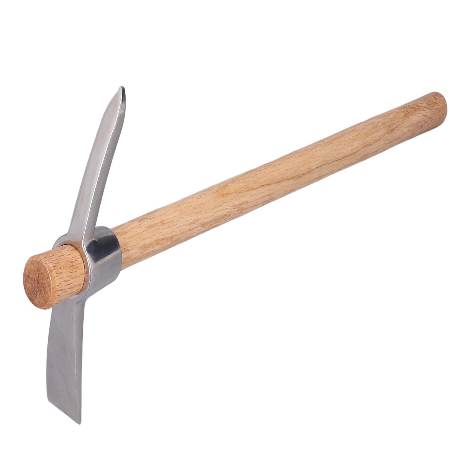 Tissting Garden Hole Pick Axe 15.7in/40cm Stainless Steel Hand Cultivator with Hardwood Handle - Ideal for Loosening Soil Planting in Gardens Nurseries and Potted Plants