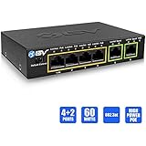 BV-Tech 4 Port PoE+ Switch with 2 Ethernet Uplink and Extend Function – 60W – 802.3at + 1 High Power PoE Port