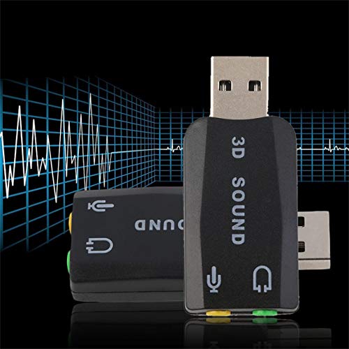Liobaba Black Durable Lightweight Plug & Play USB 2.0 to 3D for Mic Speaker Audio Headset Sound Card Adapter 5.1 Channels for PC Laptop