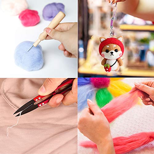Jupean Needle Felting Kit, 36 Colors Wool Roving with Basic Wool Felt