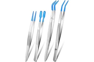 Beuiouer 4PCS Rubber Tipped Tweezers Set Rubber Straight Tip Tweezers for Jewelry Making, Electronics