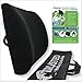 Trusted XL Back Lumbar Support Pillow - Won't Flatten 100% Pure Memory Foam - Posture Cushion Pain Relief for Office, Car, Home, Travel - Removable Attach Anywhere Extendable Straps (Black)