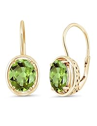 3,60 Ct ovalado verde peridoto chapados en oro de 18 K amarillo plateado arete colgantes