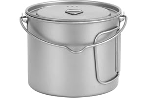 1100ml Titanium Pot Ultralight Portable Hanging Pot with Lid and Foldable Handle Outdoor Camping Hiking Backpacking ZDHF