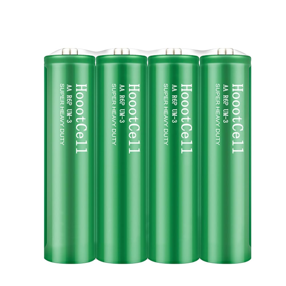 HoootCell AA Batteries, 1000mAh Carbon Zinc AA Battery, 4 Count Heavy Duty Power Double A Battery for Household and Business