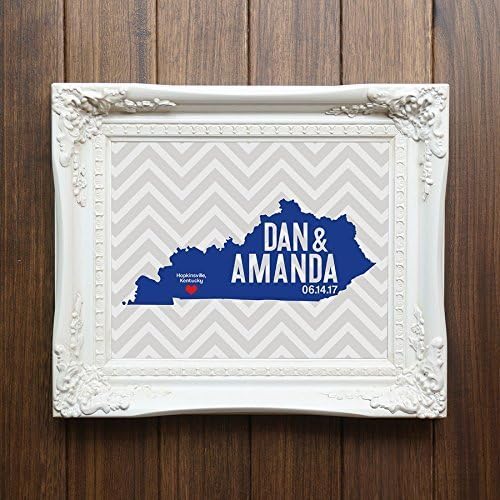 Kentucky or ANY State Map Print with Couple's names wedding date and location