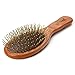 BFWood Detangling Brush for Thick and Curly Hair - Wooden Handle with Metal Bristles