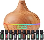 Ultimate Aromatherapy Diffuser & Essential Oil Set - Ultrasonic Diffuser & Top 10 Essential Oils - 400