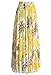 MICHEN women's summer print high waist fold chiffon Maxi long skirt Yellow S