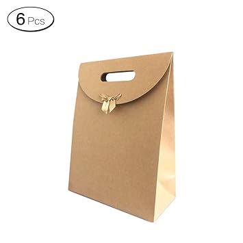 Jia Hu - 6 bolsas de papel con asas para postre, diseño de lazo,