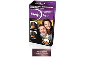Looky Hair Building Fibers Medium Brown - Natural Cotton Hair Fibers for Men & Women, Instant Filler to Bald Spot, Hair Fiber
