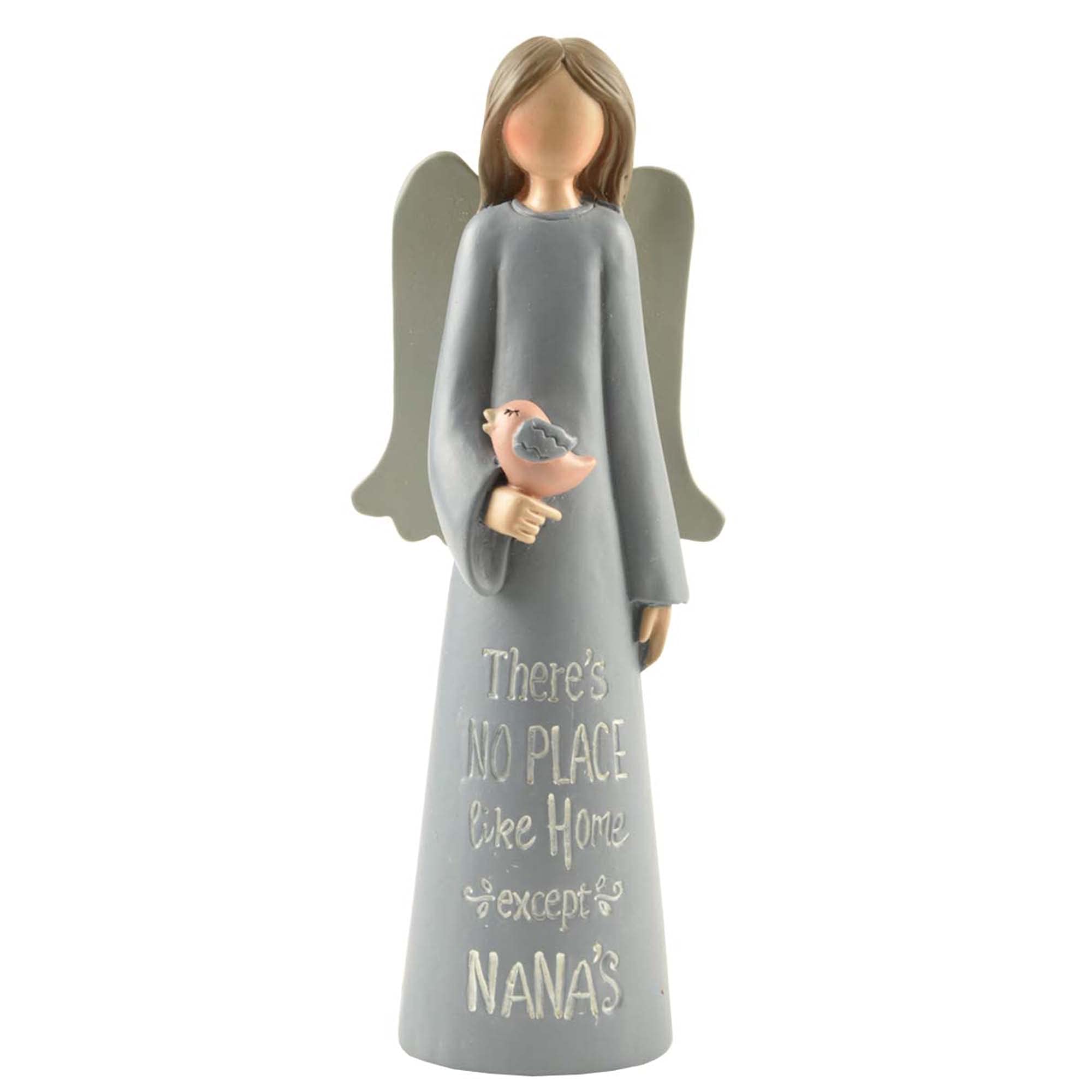 Feather & Grace Angel Hand Painted Decorative Figurine | Resin with Nana's No Place Like Home Message | Pefect Decortation for Living Room, Bookshelf, Desk | Gift for friend & family