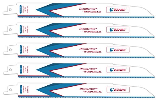 EZARC Reciprocating Saw Blade Wood and Metal Demolition 9-Inch 10TPI R930DM (5-Pack)