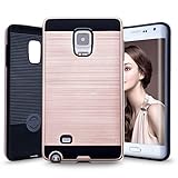 Note Edge Case,Note 4 Edge Case,N9150 Case,AnnBay for Samsung Galaxy Note Edge 2in1 Series Heavy Duty armor Hard Cover Case Hybrid Soft Silicone TPU Case(Steel Rose Gold Pink)