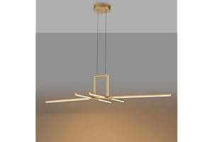 Zicbol 47" Gold Linear Pendant Lights Kitchen Island 6-Lights LED Dimmable Hanging Pendant Lights Fixture Pool Table Light Fixture Modern Minimalist Linear Chandelier for Dining Room Island Light