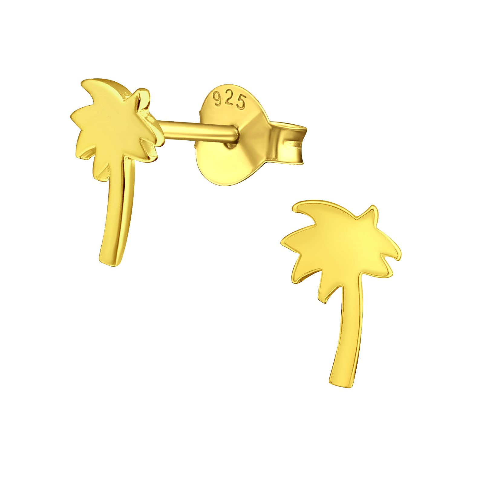 925 Sterling Silver Gold Plated Women 925 Sterling Silver Gold Plated Coconut Tree Stud Earrings for Women & Girls – Everyday Jewellery Gift Boxed