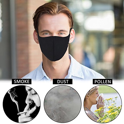 Aniwon 3 Pack Unisex Mouth Mask Adjustable Anti Dust Face Mouth Mask,Black Cotton Face Mask for Cycling Camping Travel - Thumbnail 6
