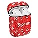 Gift-Hero Compatible with Airpods 1/2 Case,Cute 3D Luxury Leather Shockproof Cover Designer Skin Keychain,Cool Fun Funny Fashion Design Stylish Case for Girls Women Ladies Teens Air pods(Red Supre)