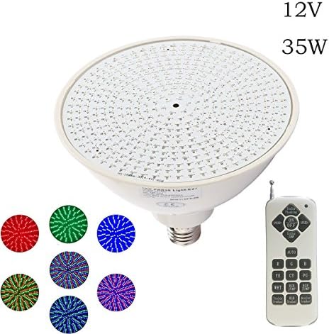 Surborder Shop 12V 35W Color Changing LED Swimming Pool Lights Bulb,Replacement for Pentair Hayward Light Fixture,Underwater Lighting with Remote for Garden Fountain Waterfall,RGB Color Light-E26