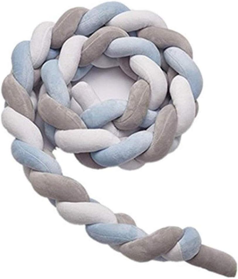 Wanguo Braid Pillow, Baby Crib Bumper Cushion Plush Knot Pillow Baby's Room Decoration 78.7"