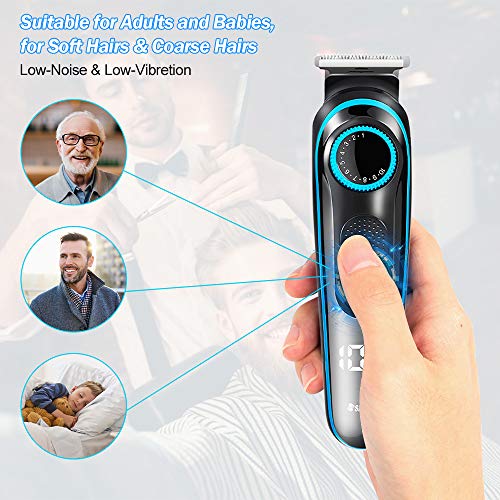 Innoo Tech Tondeuse à cheveux professionnelle pour homme 5 en 1 multifonction sans fil pour barbe, nez et corps, kit de coupe de cheveux tout-en-un avec affichage LED rechargeable par USB humide