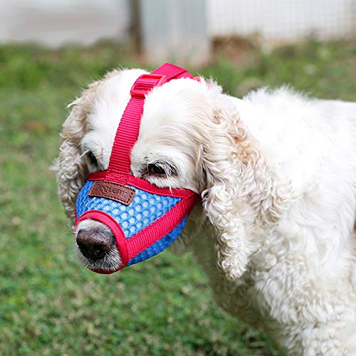Rantow Breathable Mesh Pet Dog Muzzle - Anti Biting Barking Screaming Prevent Accidental Eating - Small Medium Large Dogs Adjustable Mouth Cover (L) - Thumbnail 4