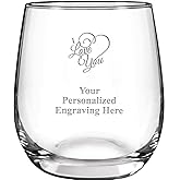 I Love You Personalized Stemless Wine Glasses, 8.8 oz Laser Engraved Custom Love Wine Glass Gift, Engraving Included Prime