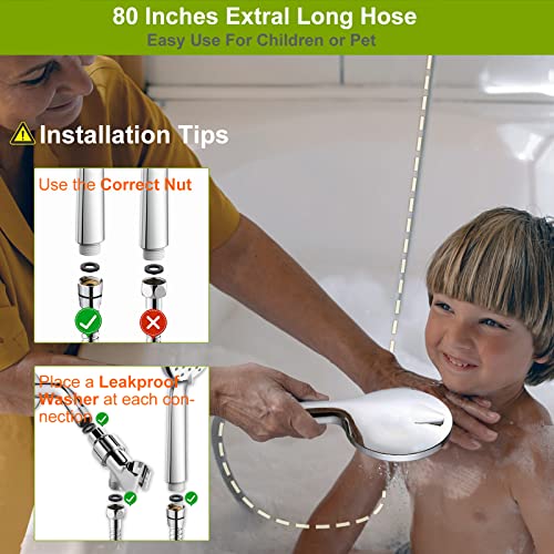 Shower Head, High Pressure Shower Head With Handheld, Extra Long 80\