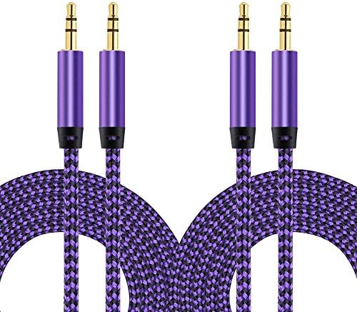 Aux Cable, CableLovers 2 Pack 5FT Nylon Braided Hi-Fi Sound Quality Audio Cable 3.5MM Male to Male Auxiliary Audio Cord for Car Stereos, iPhone, iPad, Beats Solo 2 3 Headphones, Samsung Galaxy