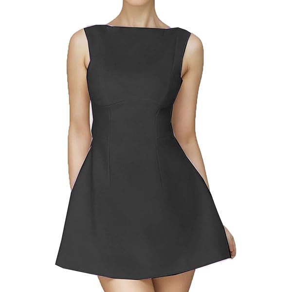chinese dress ladies Pleated Dress For Women,A Line Mini Dress,Bow Dress Sleeveless Pleated Dress  For Women A Line Mini Dress Solid Color Crew Neck Zipper Back 2025 Trendy  Black X-Small at Amazon Women's Clothing store
